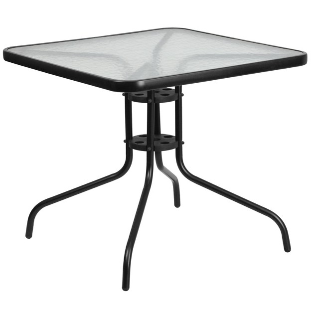 Square Tempered Glass Metal Table