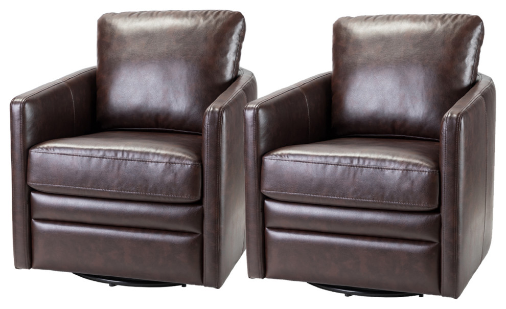 Leather 27.8 quotAccent Chair  Set of 2   Contemporary   Armchairs And Accent Chairs   by Karat Home  Houzz