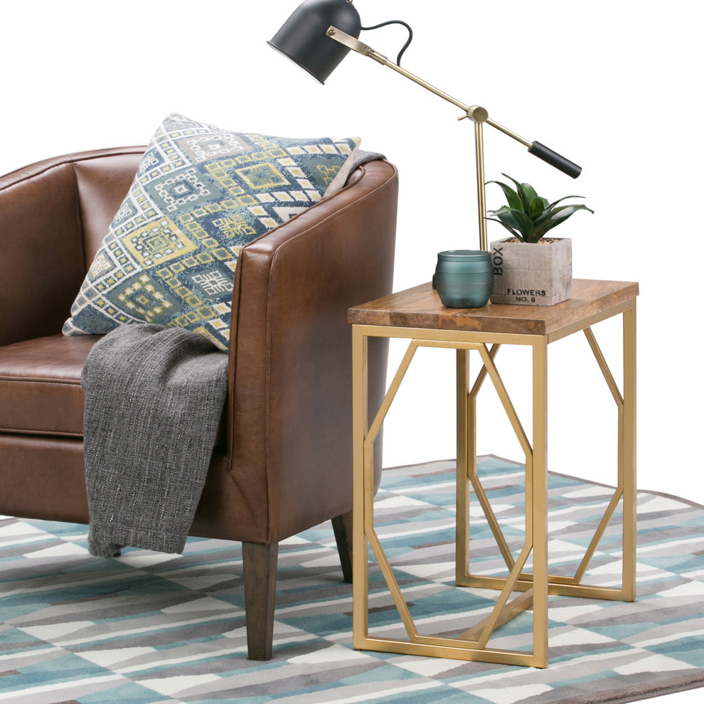 Selma Metal and Wood Accent Table   Contemporary   Side Tables And End Tables   by Homesquare  Houzz