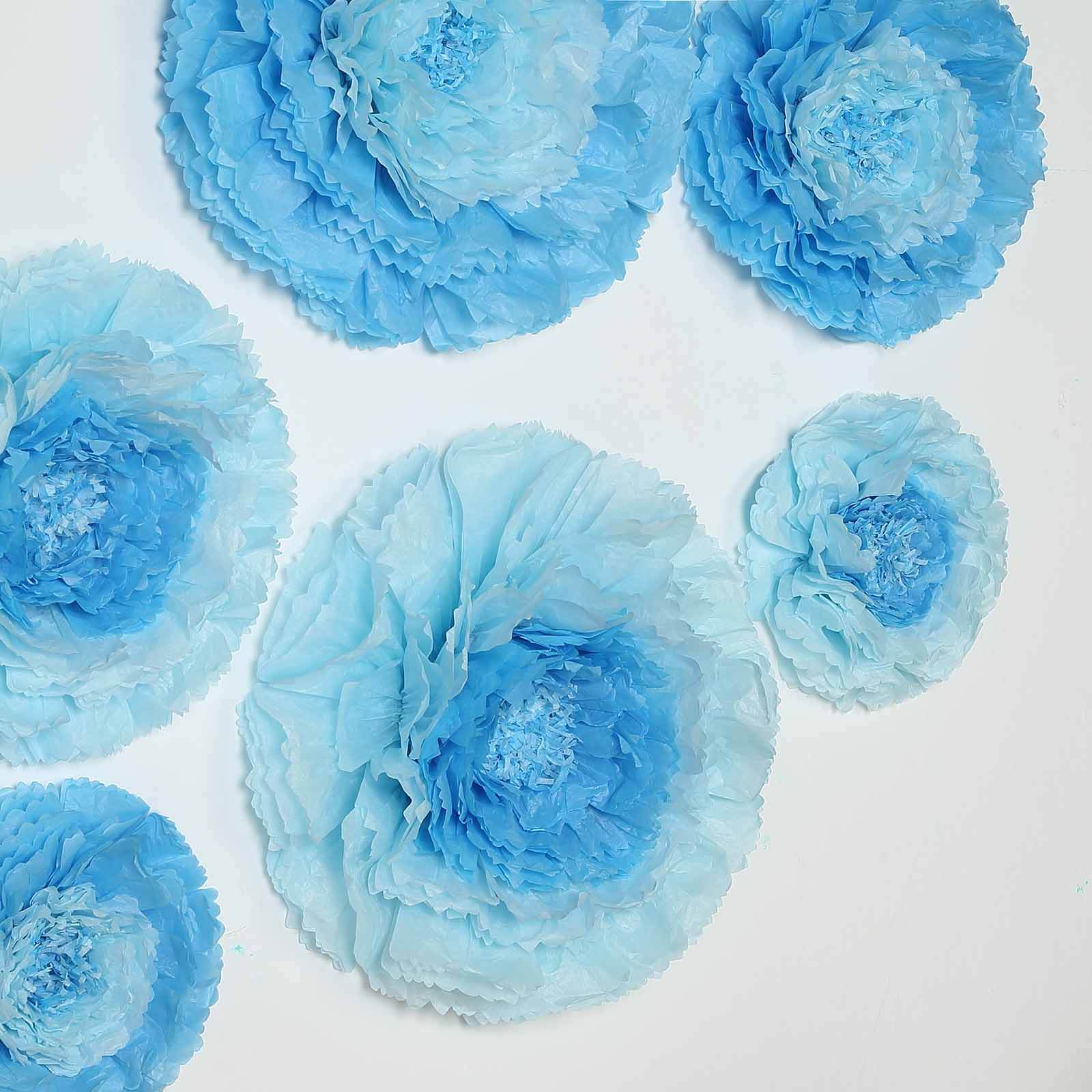 Set of 6 Aqua / Blue Carnation 3D Paper Flowers Wall Decor 7