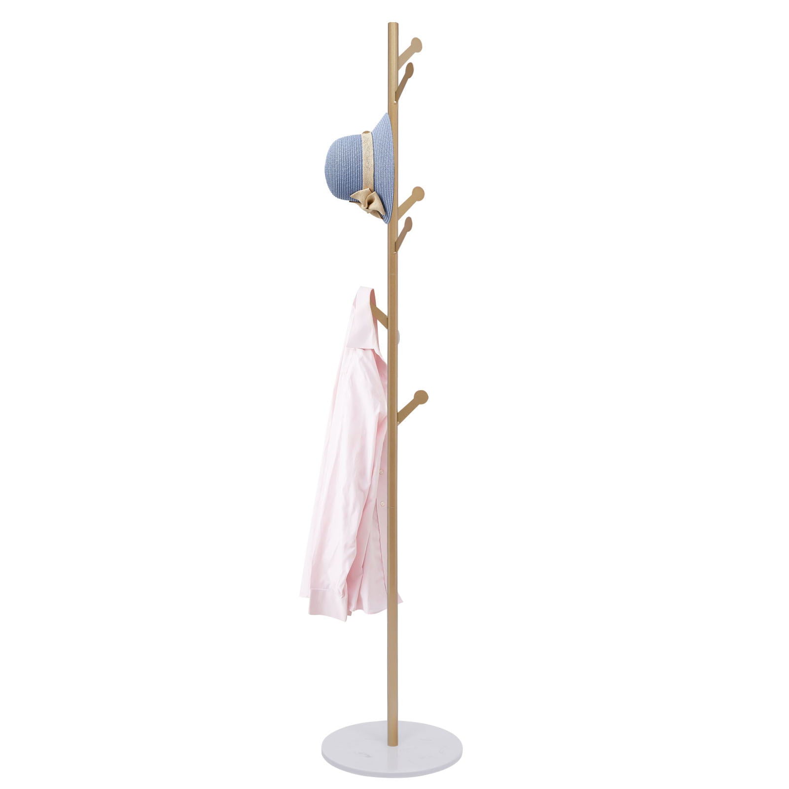 Wuzstar 8 Hooks Coat Rack Marble Base Freestanding Coat Rack Stand Shelf for Coats Hats Handbags Jackets(Gold)