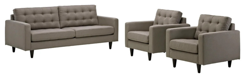 Melanie Granite Sofa and Armchairs Set of 3   Midcentury   Living Room Furniture Sets   by Virgil Stanis Design  Houzz