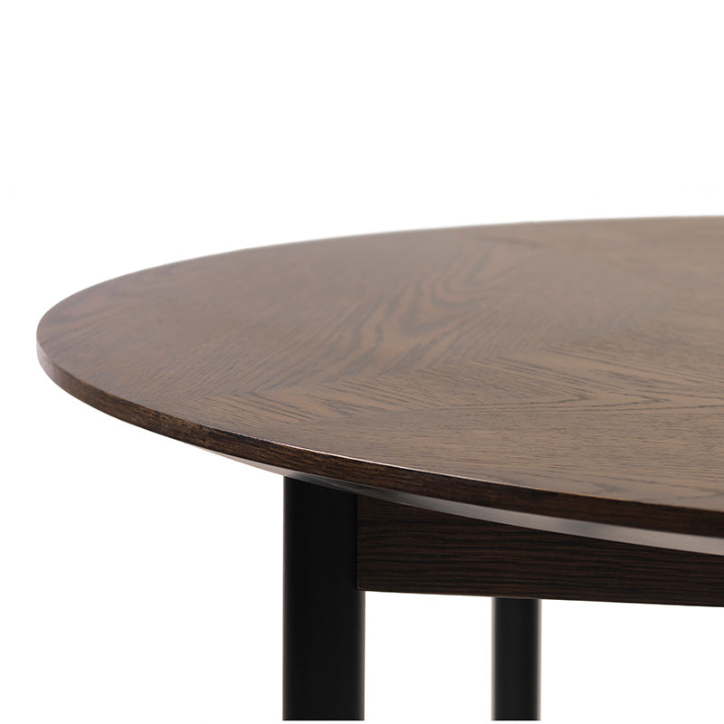 LATINA Round Dining Table 120cm -  Dark Brown / Black