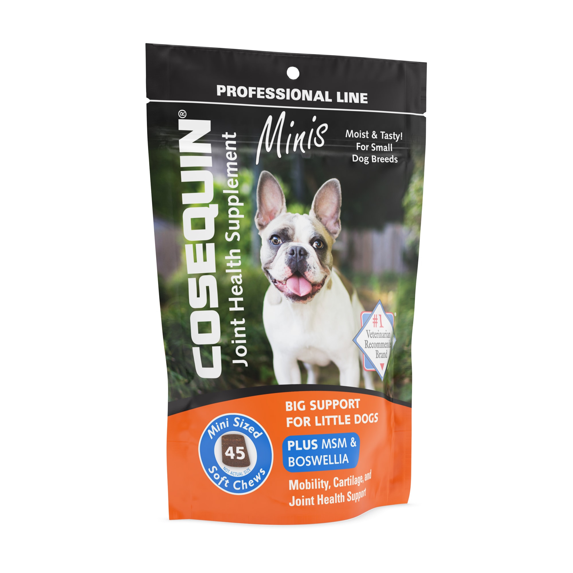 NUTRAMAX COSEQUIN Minis Plus MSM  Boswellia Dog Joint Health Supplement for Dogs， 0.22 lb.， Count of 45