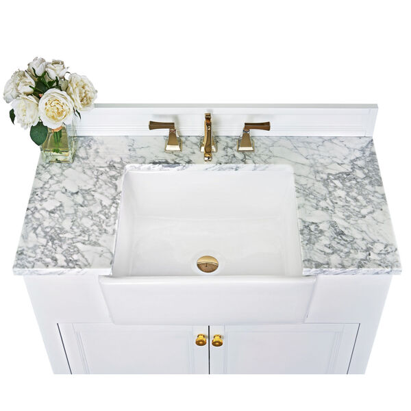 Adeline White 36-Inch Vanity Console with Farmhouse Sink