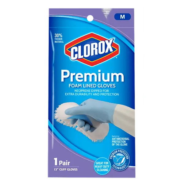 Clorox Premium Foam Lined Gloves-Medium