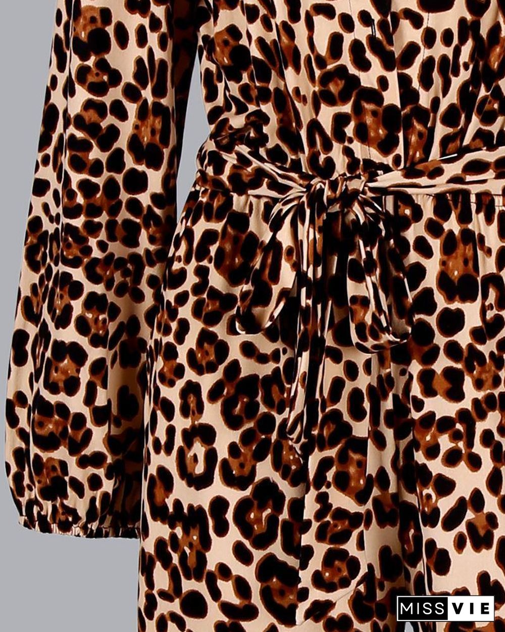 Leopard Print Button Design Wide Leg Jumpsuit P13128