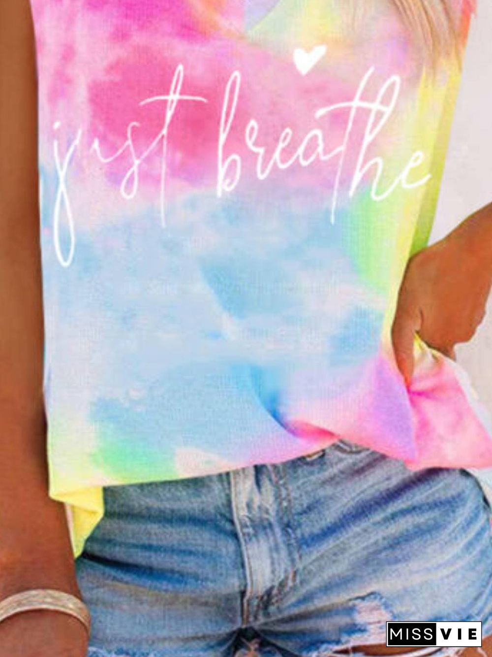 V Neck Tie Dye Knit Tank Tops