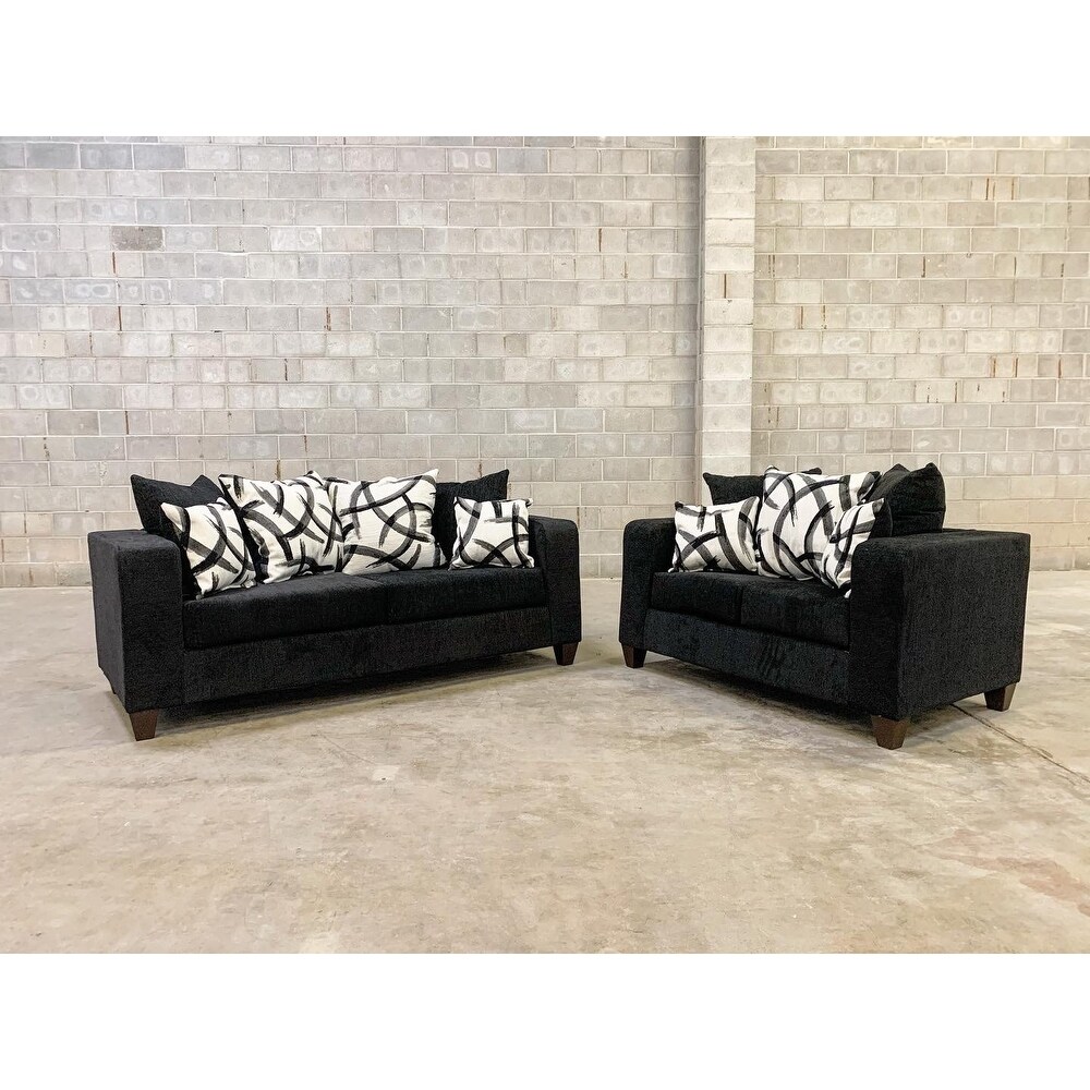 Marylin Black Fabric Sofa and Loveseat Set