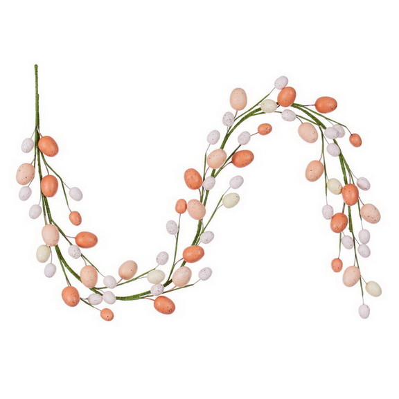 Vickerman 18 Coral/White Easter Eggs Wreath