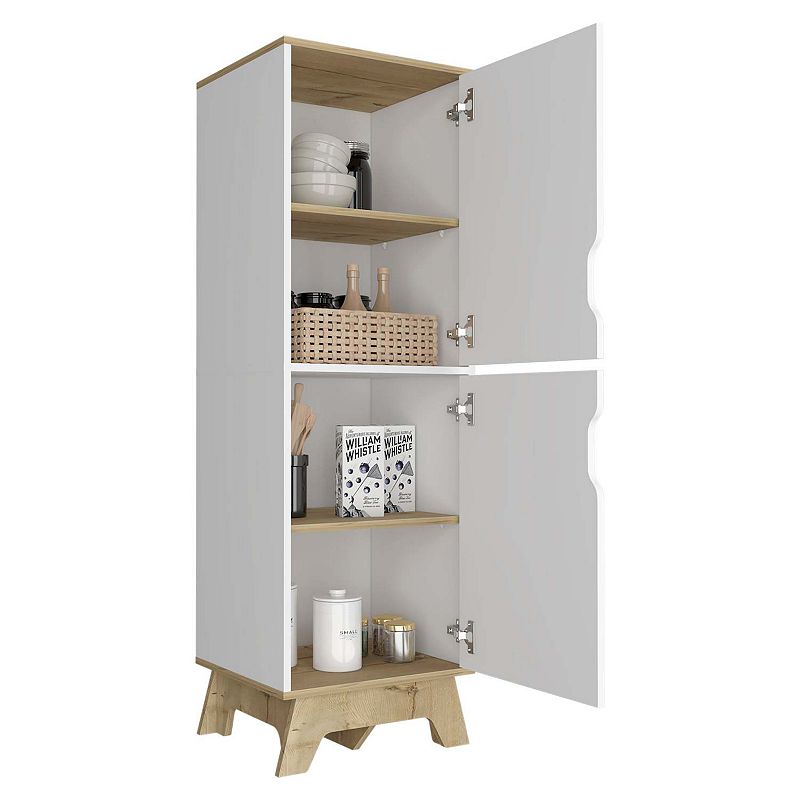 British Single Kitchen Pantry， Four Storage Shelves， Double Doors Cabinets