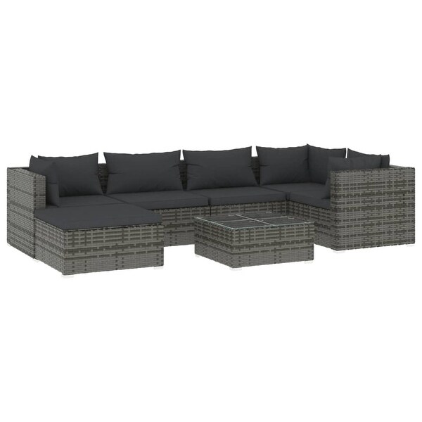 vidaXL Patio Lounge Set Outdoor Sectional Sofa Set Table Garden Poly Rattan