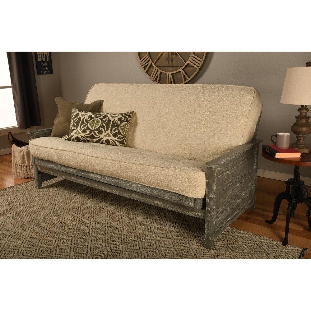 Somette Lexington Full size Futon Set in Weathered Gray Finish with Mattress