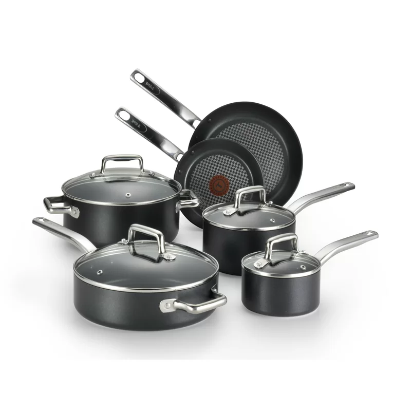 T-Fal C517SA64 Wearever 10 Piece Professional Cookware Set， Multi， Black