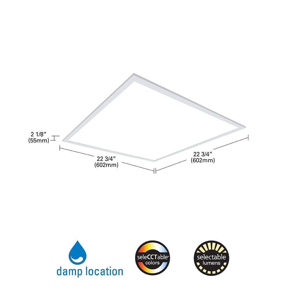 Metalux 2 ft. x 2 ft. Selectable Lumens 270036004700 Integrated LED Panel Light Selectable CCT 3500K4000K5000K 22CGTS-L3C3R