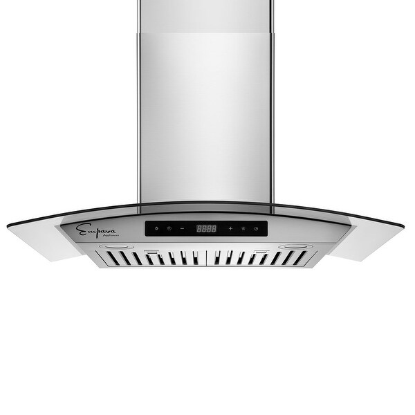 30 inch 400 CFM Ducted and Ductless Wall Mount Glass Range Hood - Ducted Exhaust Kitchen Vent