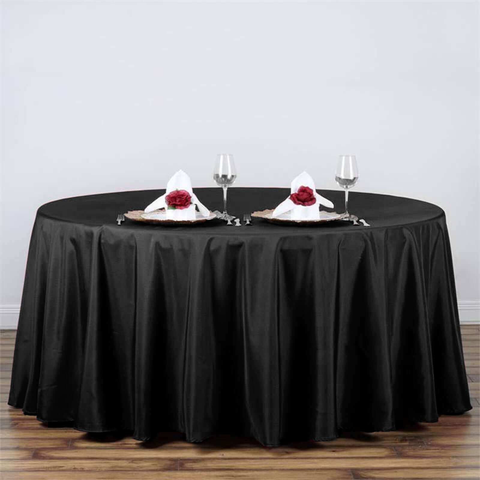 Black Seamless Polyester Round Tablecloth 120