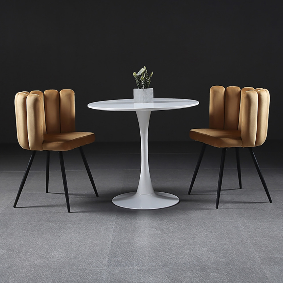 Modern Dining Chair Velvet Upholstered Dining Chair in Black Legs   Midcentury   Dining Chairs   by Homary International Limited  Houzz