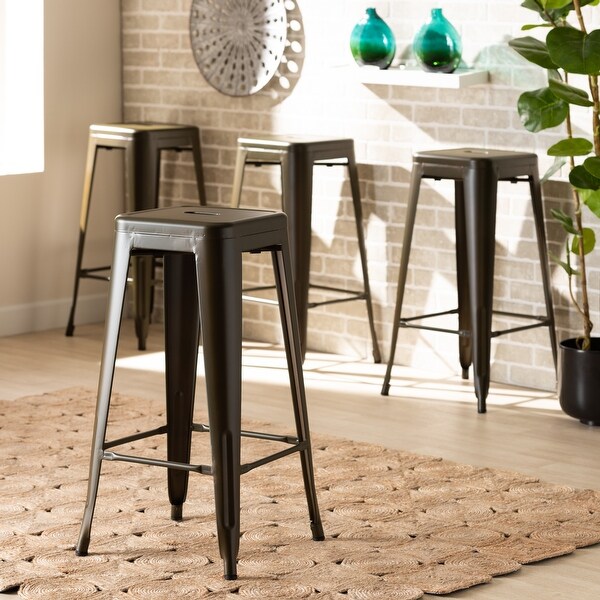 Horton Modern and Industrial Styled Stackable Metal Bar Stool Set(4pc)