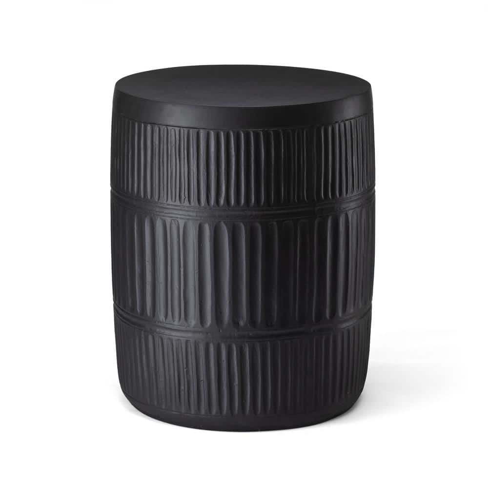 Glitzhome 18.5 in. H Multi-functional MGO Black Textured Garden Stool or Planter Stand or Accent Table 2029500017