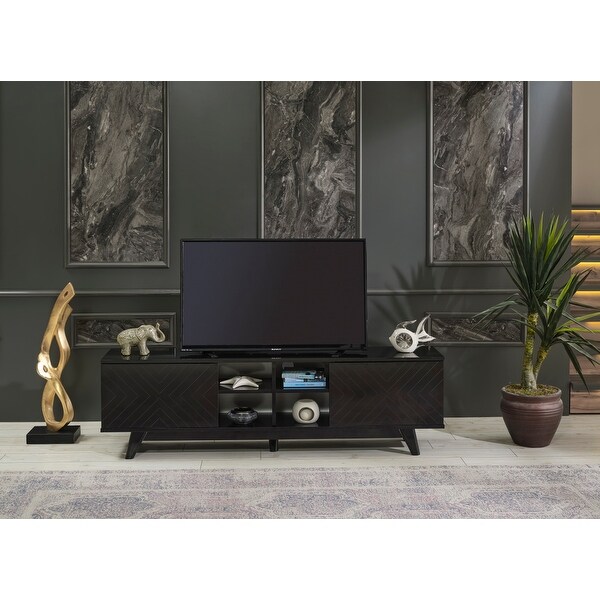 Laydi 2 Door Cabinet 4 Cubby Hole Shelves TV Stand for TVs up to 80