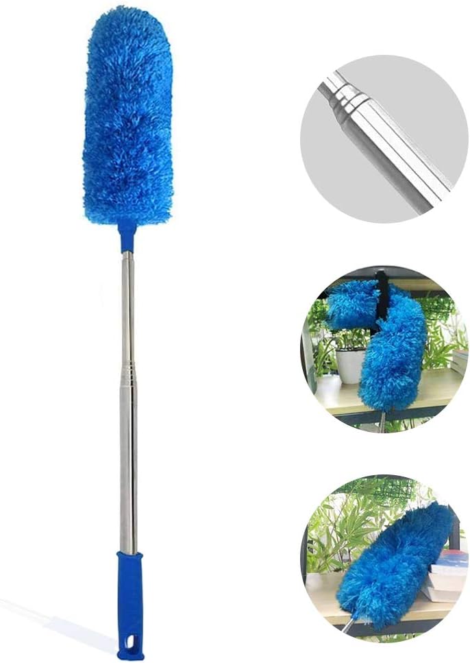 DELUX Microfiber Extendable Feather Duster with 100 inches Extra Long Pole, Bendable Head & Long Handle Dusters for Cleaning Ceiling Fan, High Ceiling, Blinds, Furniture & Cars