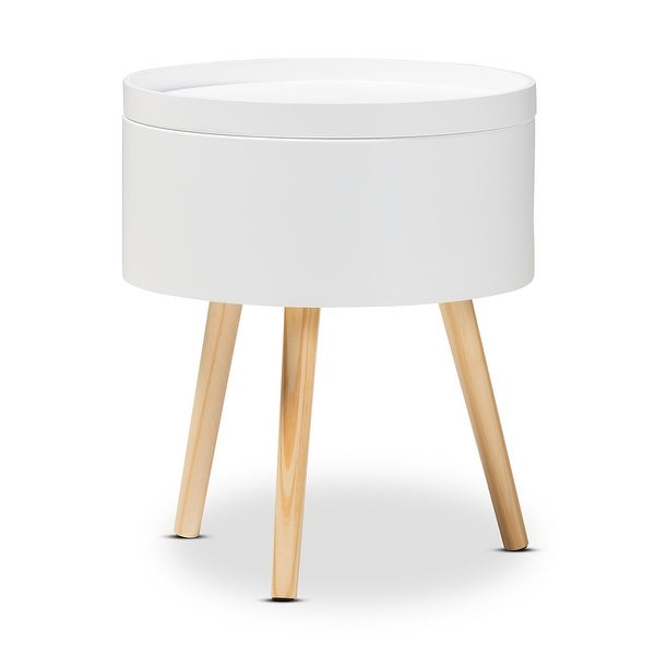 Zoe Mid-Century Modern Round Accent Side End Table with Storage