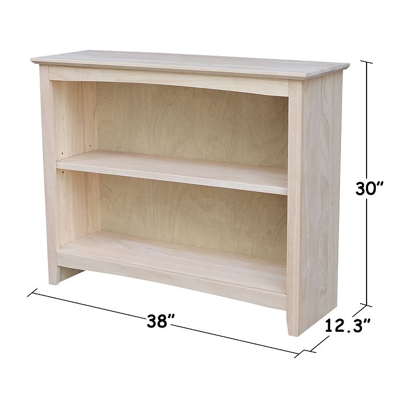 International Concepts Shaker Unfinished 2-Shelf Bookcase