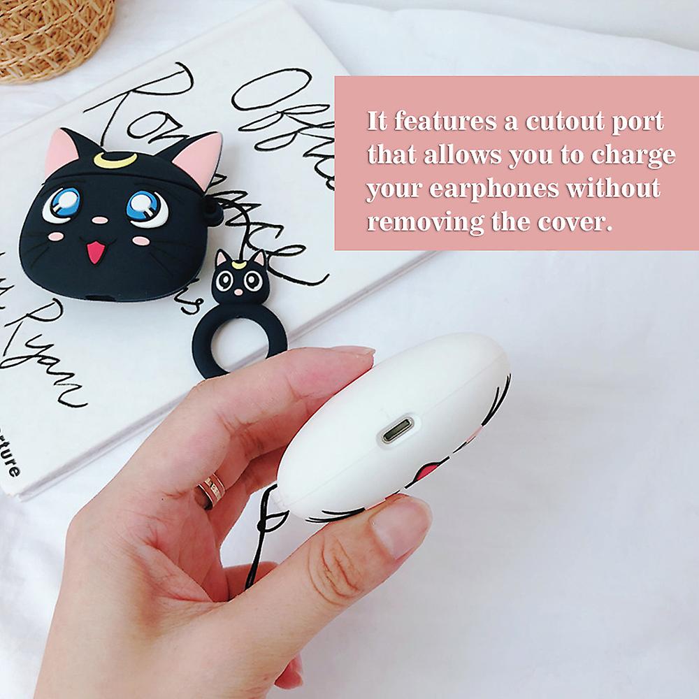 3d Earphone Case Protective Cover Case Compatible With Airpods Pro With Carabiner Cute Cat Cartoon Headphone Earpods Earbuds Silicone Cover Pink