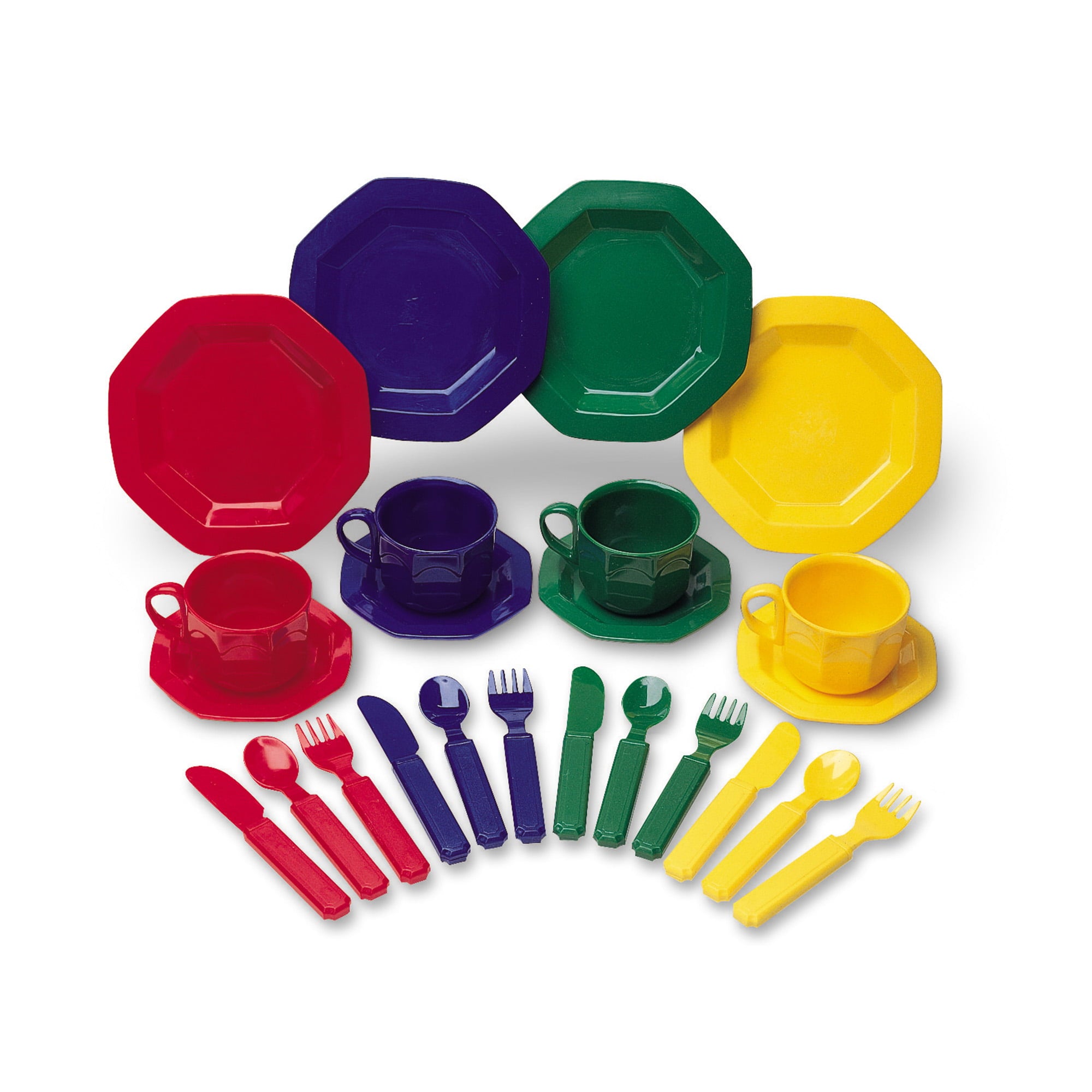 Learning Resources Play Dishes, 24 Piece Set, Ages 3+, Colorful Kitchen Toy Plate Set, For Kids, Girls, Boys