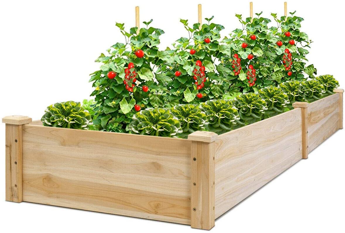 Raised Garden Bed Wood Planter Box Elevated Planting Container for Vegetable Flower Planter Raised Beds Outdoor Garden Bed for Backyard Patio Lawn Balcony Easy Assembly