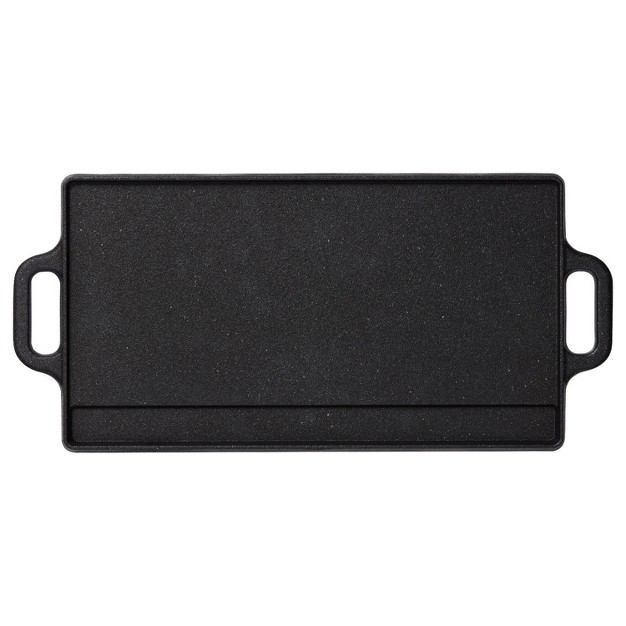 The Rock By Starfrit Traditional Cast Iron Reversible Grill griddle Black