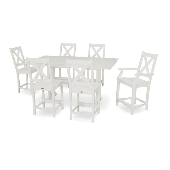 Polywood Braxton 7-Piece Farmhouse Trestle Counter Set PWS510-1