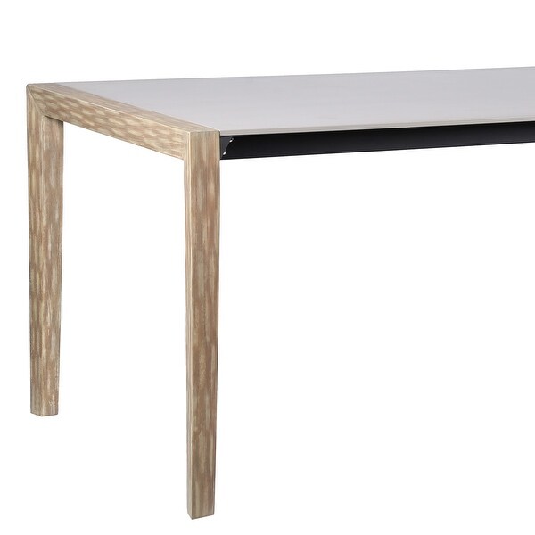 Fineline Modern Super Stone and Eucalyptus Wood Indoor Outdoor Dining Table