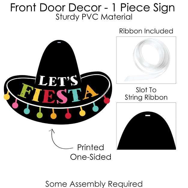 Big Dot Of Happiness Let x27 s Fiesta Hanging Porch Fiesta Outdoor Decorations Front Door Decor 1 Piece Sign