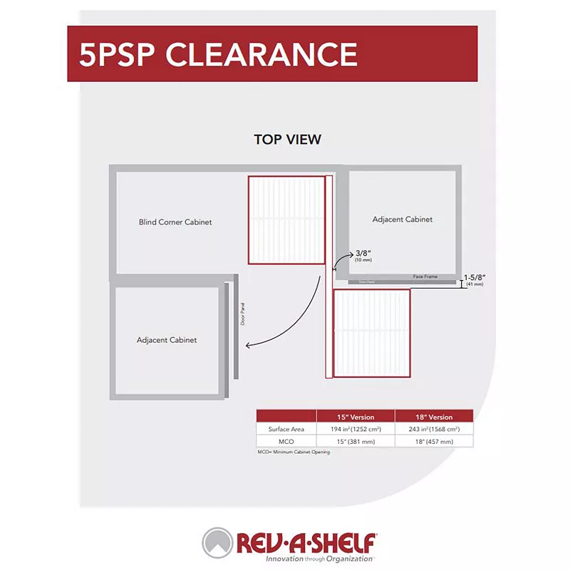 Rev-A-Shelf Pull Out Corner Cabinet Organizer w/Soft Close 3 Tier， 5PSP3-18SC-CR