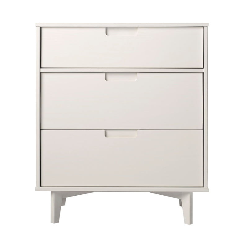 3-Drawer Groove Handle Wood Dresser - White