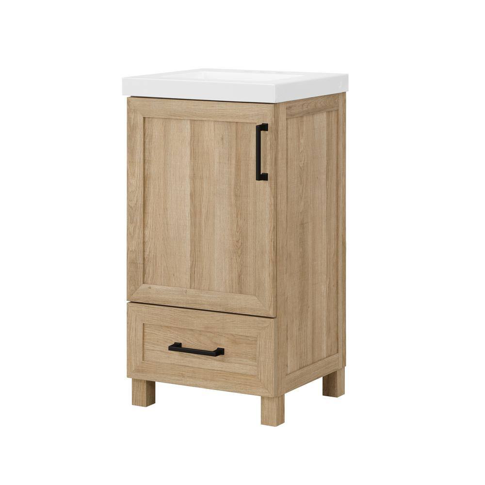 Glacier Bay Tobana 18 in. W x 19 in. D x 34.50 in. H Bath Vanity in Weathered Tan with White Cultured Marble Top Tobana 18NO