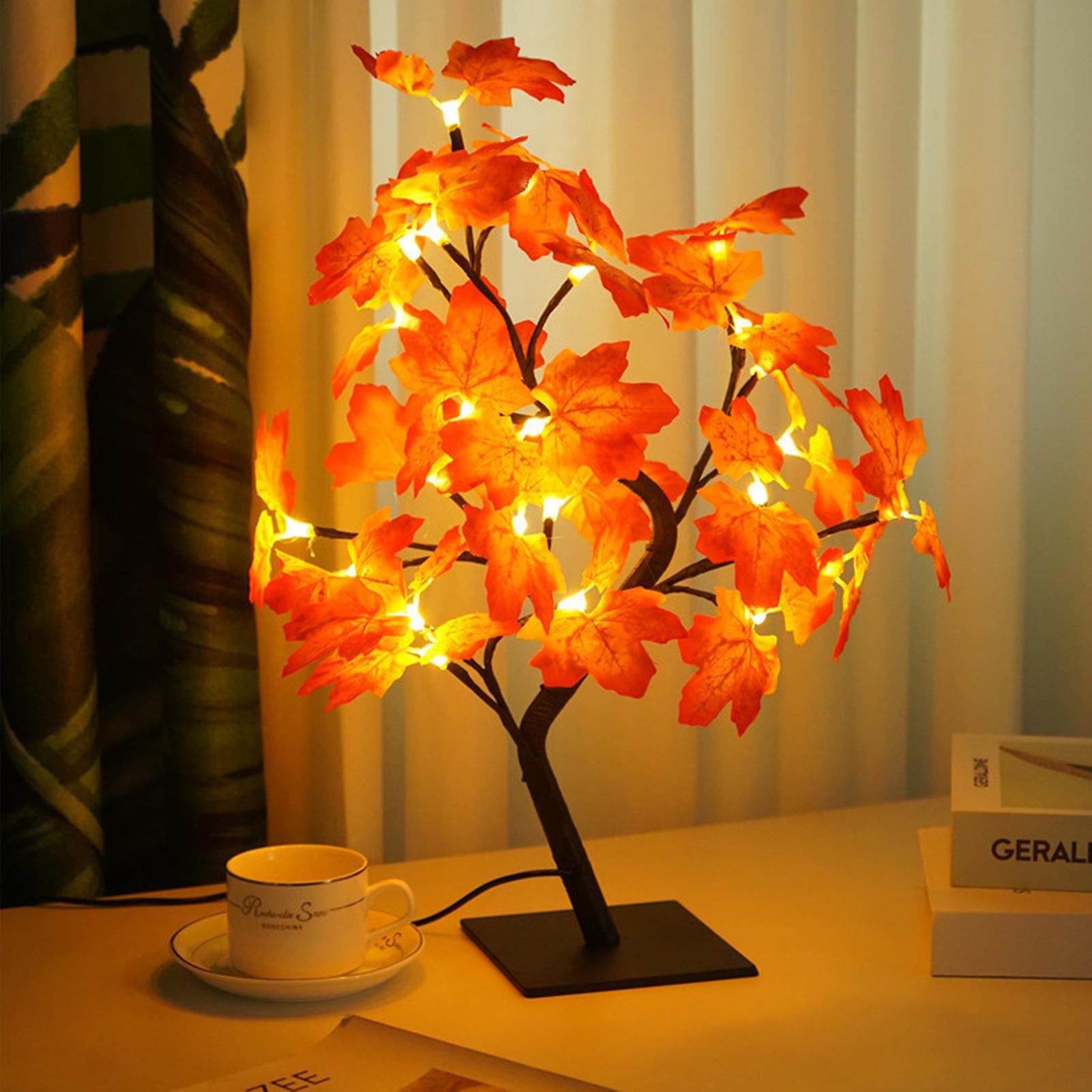 Iron Art Simulation Maple Leaves Lamp Usb Night Light Indoor Christmas Decoration Luminous Tree Lamp No.249398