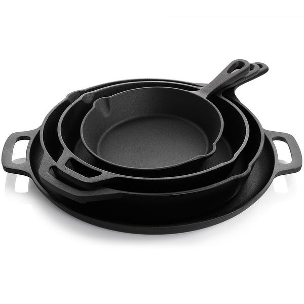 12 Piece Round PreSeasoned Cast Iron Cookware Set|Black