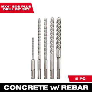 MW 4-Cutter SDS-PLUS Carbide Hammer Drill Bit Kit (5-Piece) 48-20-7498