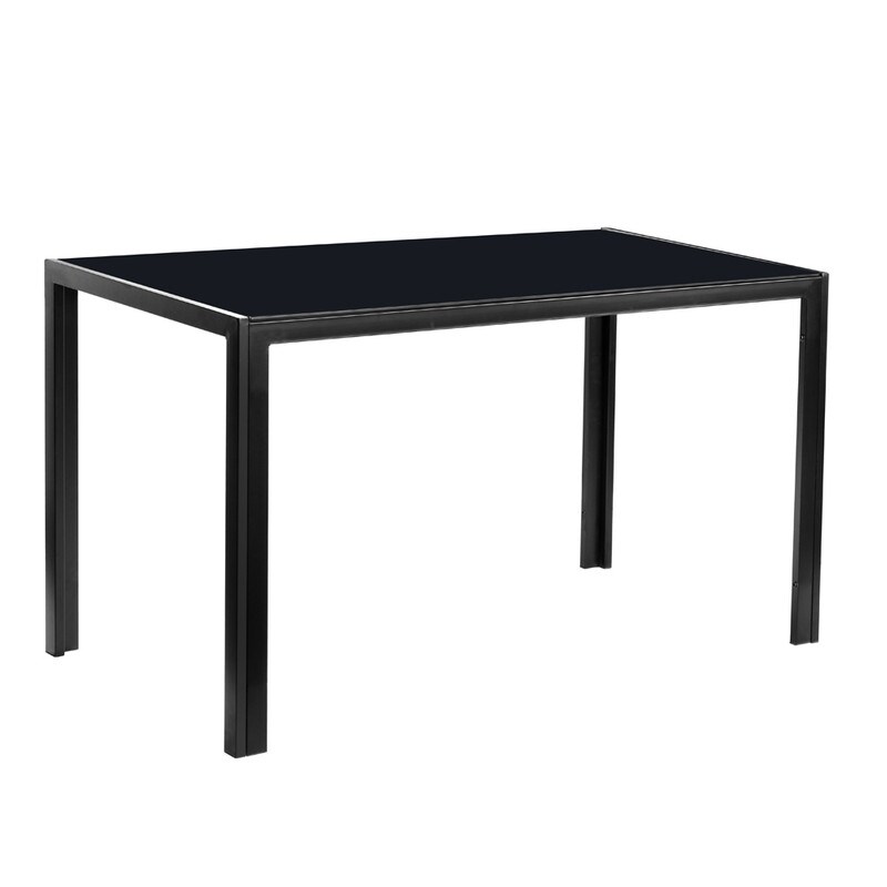 6 Seat Modern Glass Dining Table Black