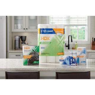 HDX HDX 13 Gal. FLEX White Drawstring Kitchen Trash Bags (55 Count) HDX959537