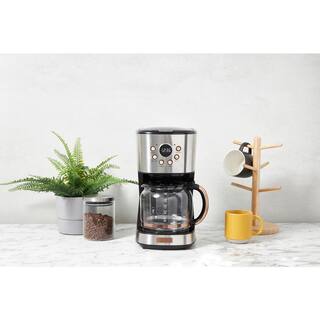 HADEN 12-Cup Steel and Copper Retro Style Drip Coffee Maker with Strength Control and Timer 75106