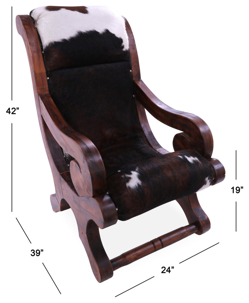 Reclaimed Wood Hair On Cowhide Handcrafted Chair C206 FC   Rustic   Armchairs And Accent Chairs   by Manhattan Rugs  Houzz