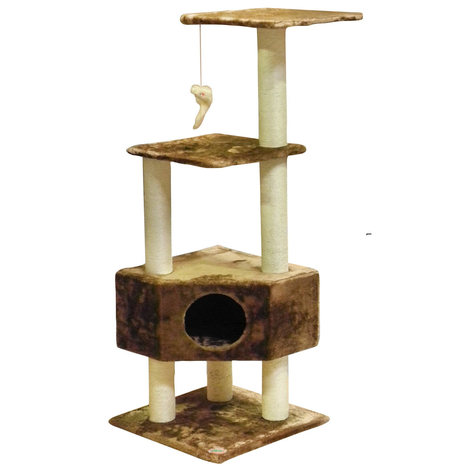 Go Pet Club Classic Brown Cat Tree Furniture with Sisal Covered Posts， 51