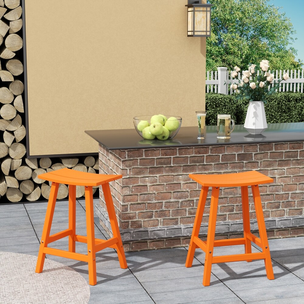 POLYTRENDS Laguna HDPE  Weather Poly Outdoor Patio Bar Stool �C Saddle Seat 24\