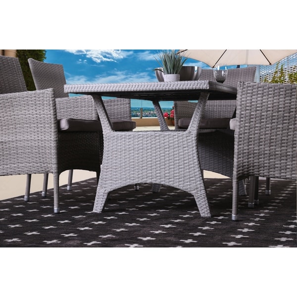 Demi Transitional Rattan Wicker 3piece Outdoor Modular Sectional Dining Set by MandL Co.