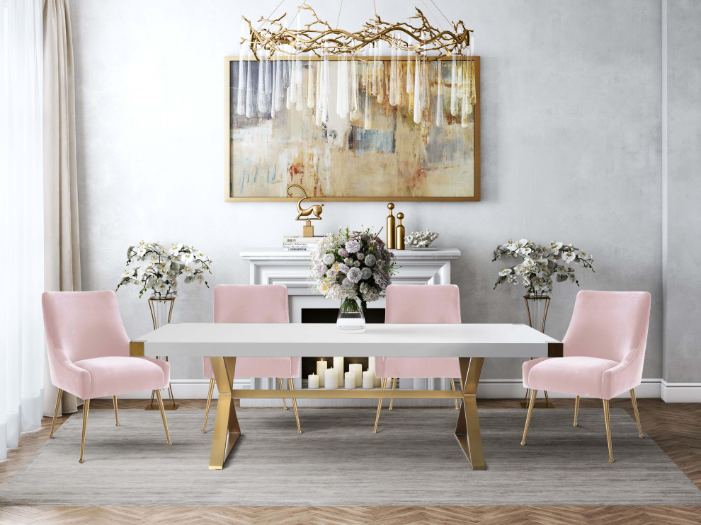 Beatrix Blush Velvet Side Chair   Midcentury   Dining Chairs   by IsabellesLightingcom  Houzz