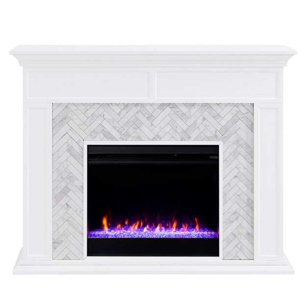 Tenmoor Marble Tiled Fireplace White Aiden Lane